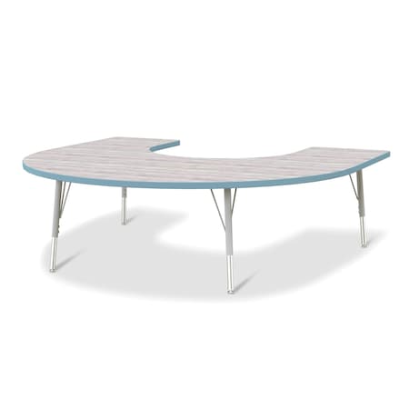 Jonti-Craft Berries Horseshoe Activity Table, 60 in. x 66 in., E-height, Driftwood Gray/Coastal Blue/Gray 6445JCE452
